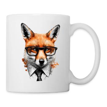 Fuchs Brille Nerd Anzug Geschenk Tier Tiermotiv - Tasse - Weiß - Rechts