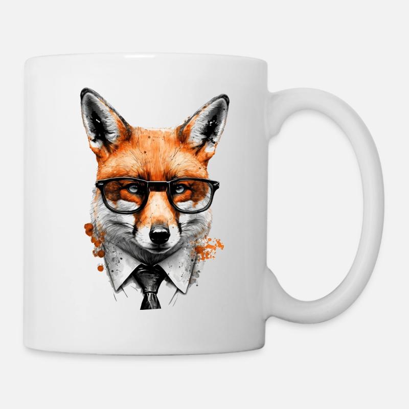 Fox Glasses Nerd Suit Gift Animal Animal Motif - Mug - white