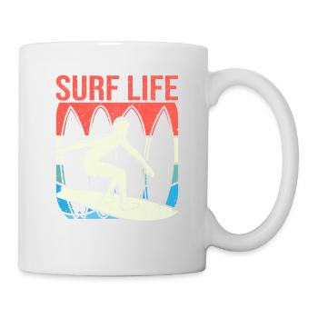 Surf Life Surfing Board Wakeboarding Funny Wake - Mug - white - Right