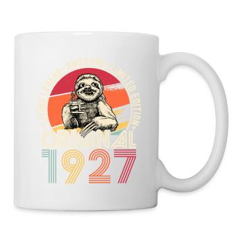 1927 Geburtstag Jahrgang Vintage Faultier Geschenk - Tasse - Weiß - Rechts