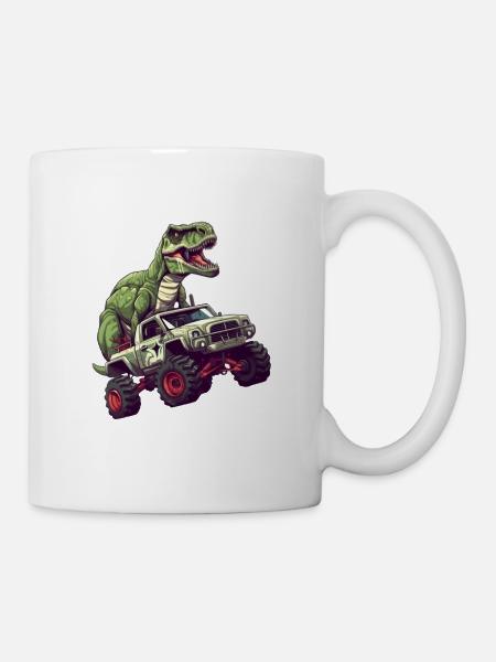 10. Geburtstag Jungs T-Rex Monster-Truck Design - Tasse - Weiß