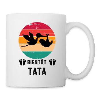 Bientôt tata annonce grossesse retro - Mug blanc - blanc - Droite
