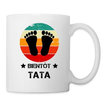 Bientôt tata annonce grossesse vintage - Mug blanc - blanc - Droite