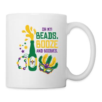 Mardi Gras Karneval Maske Bier Perlen Tölpel - Tasse - Weiß - Rechts