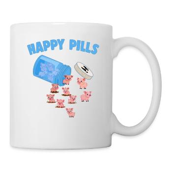 Happy Pills Farm Tier Lustige Schweine Liebhaber Humor - Tasse - Weiß - Rechts