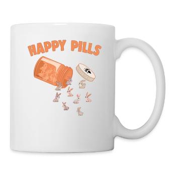 Happy Pills Kaninchen Lustige Farm Tierliebhaber Humor - Tasse - Weiß - Rechts