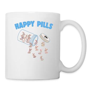 Happy Pills Farm Tier Lustige Kaninchenliebhaber Humor - Tasse - Weiß - Rechts