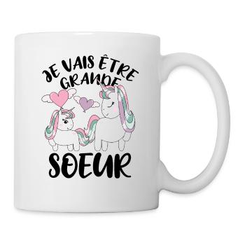 Future Grande Sœur Licornes Annonce Grossesse - Tasse - Weiß - Rechts