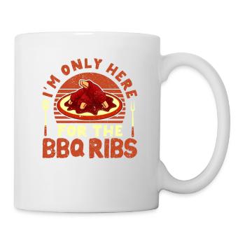Ich bin nur wegen der BBQ-Rippchen hier Lustiger - Tasse - Weiß - Rechts