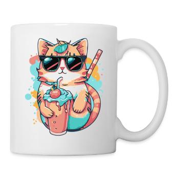 Erfrischendes Design: Eine Katze mit Sonnenbrille - Tasse - Weiß - Rechts