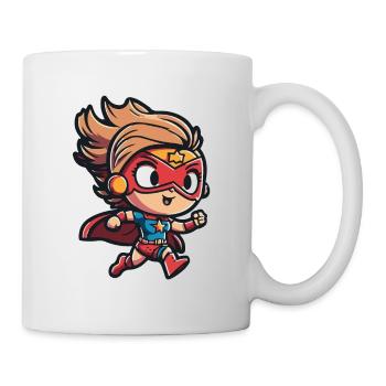 Cute superheroine with comic-style cape - Mug - white - Right