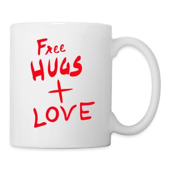 Câlins gratuits plus amour en rouge comme l’amour - Mug blanc - blanc - Droite