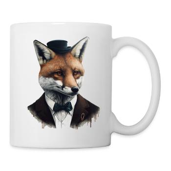 Fuchs Kunst Kreativ Tier Anzug Smoking Geschenk - Tasse - Weiß - Rechts