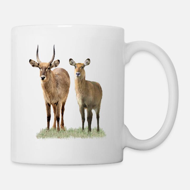 Waterbuck Pair - Antilope - Faune - Afrique - Mug blanc - blanc