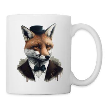 Fuchs Kunst Kreativ Tier Anzug Smoking Geschenk - Tasse - Weiß - Rechts
