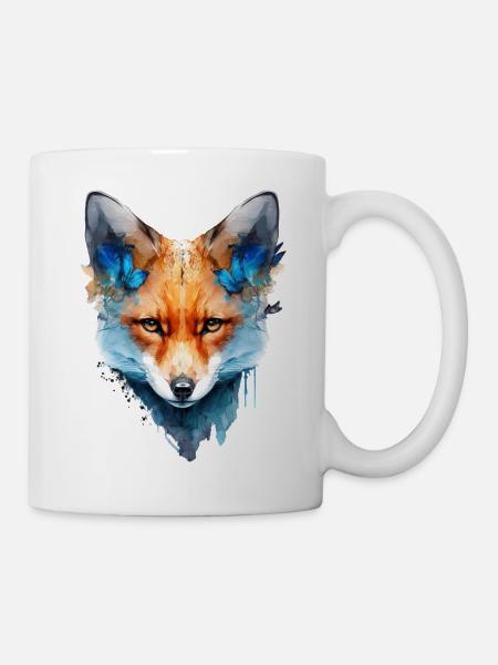 Fox Cadeau Papillon Animal Red Fox Motif - Mug blanc - blanc