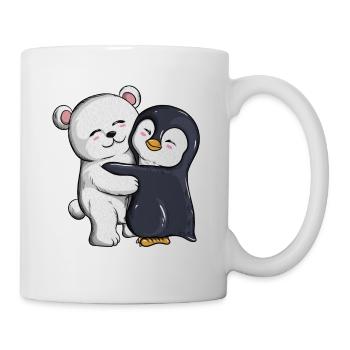 Ours polaire pingouin câlin câlins pingouins - Mug blanc - blanc - Droite
