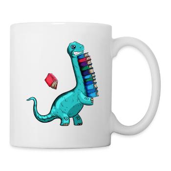 kurze Arme Bücherwurm Buch lesen Dino Bücher - Tasse - Weiß - Rechts