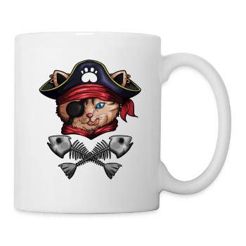 Pirate Chat Pirate Costume Chat Squelette Poisson - Mug blanc - blanc - Droite