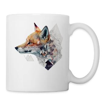 Fuchs Polygon Geometrisch Tier Kunst Geschenk Zoo - Tasse - Weiß - Rechts