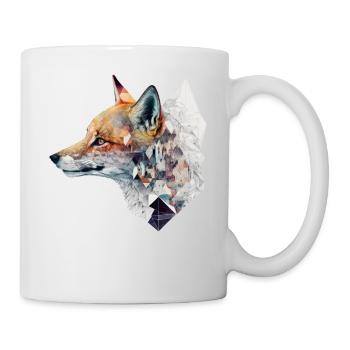 Fuchs Polygon Geometrisch Tier Kunst Geschenk Zoo - Tasse - Weiß - Rechts