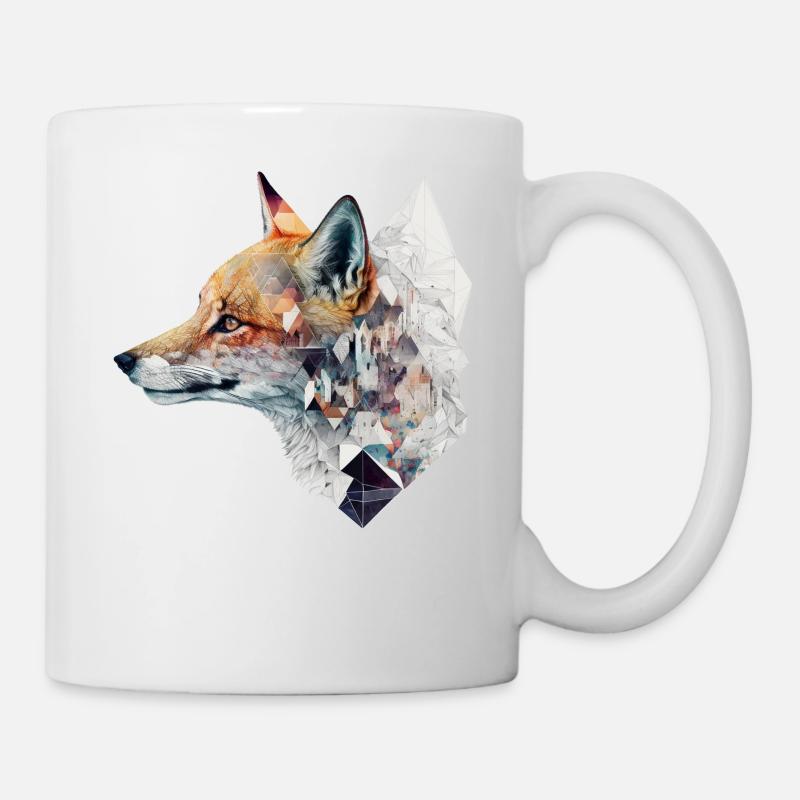 Fox Polygon Geometric Animal Art Gift Zoo - Mug blanc - blanc