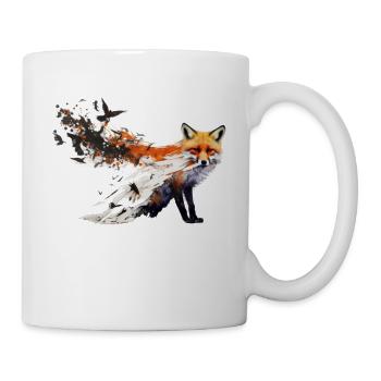 Fox Bird Art Colorful Forest Animals Red Fox Gift - Mug blanc - blanc - Droite