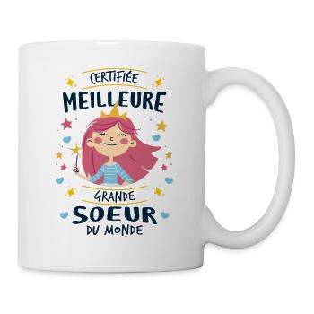 Certifiée Meilleure Grande Soeur du Monde - Mug blanc - blanc - Droite