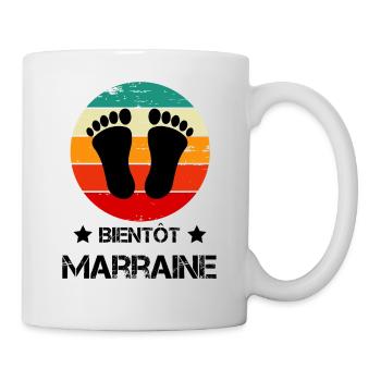 Bientôt marraine annonce grossesse vintage - Mug blanc - blanc - Droite