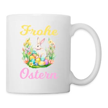 Frohe Ostern Hase Osterei für einen Osterhasen - Tasse - Weiß - Rechts