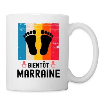 Bientôt marraine cadeau naissance vintage - Mug blanc - blanc - Droite