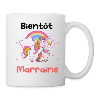 Bientôt marraine licorne annonce grossesse - Mug blanc - blanc - Droite