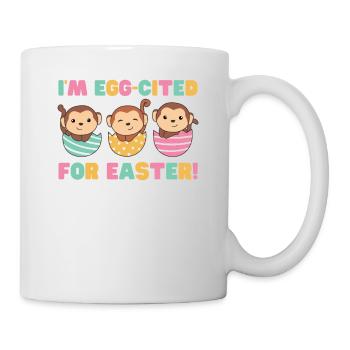 cute monkeys at Easter with Easter eggs monkey - Mug - white - Right
