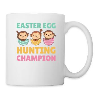 cute monkeys at Easter with Easter eggs monkey - Mug - white - Right