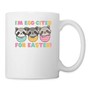 cute raccoons for Easter with Easter eggs raccoon - Mug - white - Right
