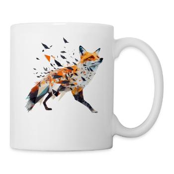 Fuchs Polygon Kunst Tier Geschenk Frau Wildtier - Tasse - Weiß - Rechts