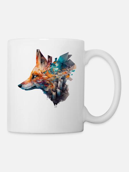 Fox City Art Gift Idea Animal Motif Animals Zoo - Mug - white