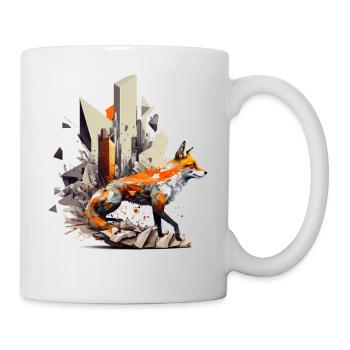 Fuchs Kunstwerk Kunst Füchse Tiere Geschenk Zoo - Tasse - Weiß - Rechts