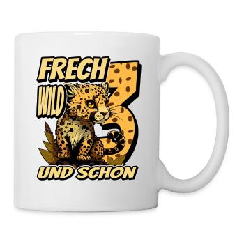3. Kindergeburtstags Party Leopard Wild und Frech - Tasse - Weiß - Rechts