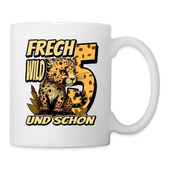 5. Kindergeburtstags Party Leopard Wild und Frech - Tasse - Weiß - Rechts