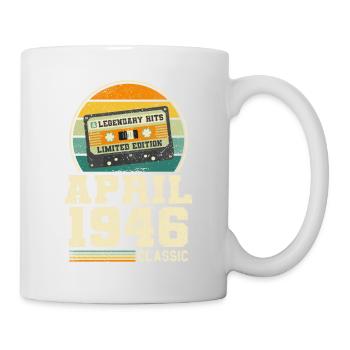 77. Geburtstag April Jahrgang 1946 Geschenkidee - Tasse - Weiß - Rechts