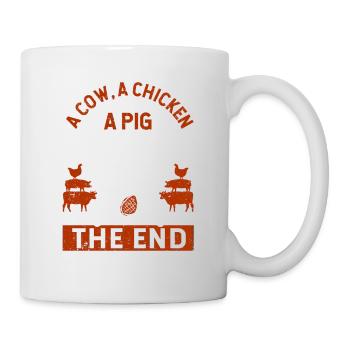 Eine Kuh, ein Huhn und ein Schwein gehen in einen - Tasse - Weiß - Rechts