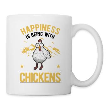 Le bonheur, c’est d’être avec Chickens Hühner - Mug blanc - blanc - Droite