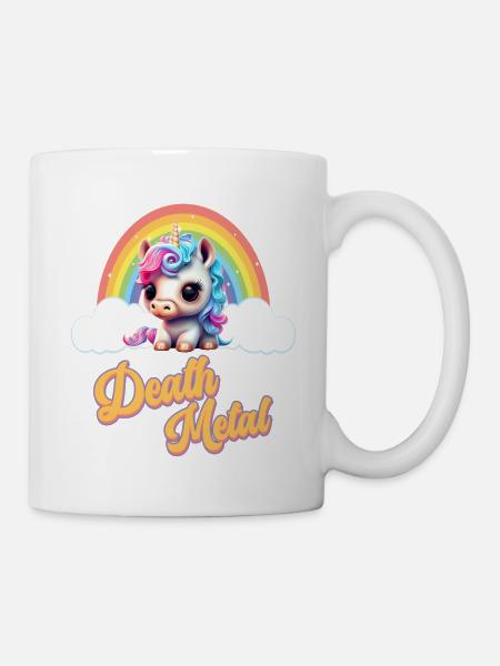 Funny unicorn with rainbow and saying - Mug - white
