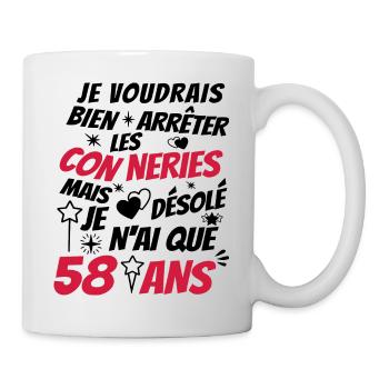 conneries 58 ans / cadeau anniversaire 58 ans - Mug blanc - blanc - Droite