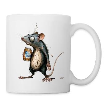 Souris folle avec de la bière - Mug blanc - blanc - Droite
