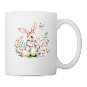 Frohe Ostern Hase Osterei für einen Osterhasen - Tasse - Weiß - Rechts