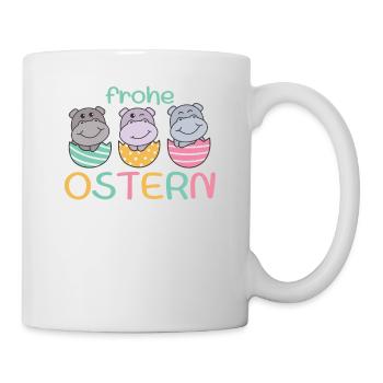 süße Hippos zu Ostern mit Ostereiern Hippo - Tasse - Weiß - Rechts