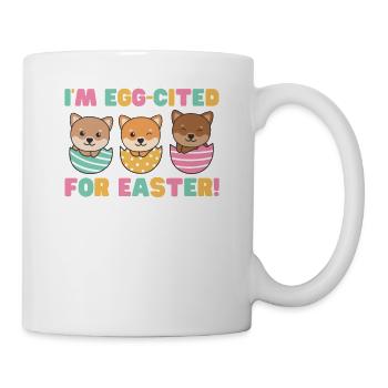 cute dogs for Easter with Easter eggs Shiba Inu - Mug - white - Right