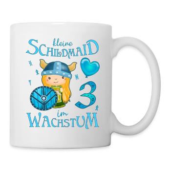Kleine Schildmaid im Wachstum Geburtstag 3 Jahre - Tasse - Weiß - Rechts